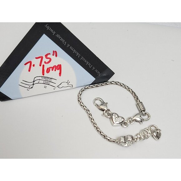 Brighton Silver Tone Heart Slide Charm Chain Bracelet,  7.75” - Picture 6 of 6